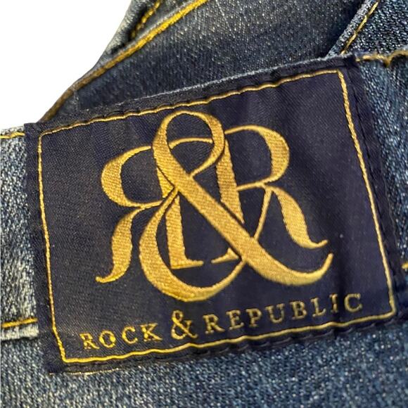 Rock & Republic Size 8 Stretch Boot Leg Medium Blue Denim Jeans Great Condition - Picture 5 of 10